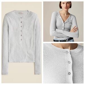 J. Crew Ribbed henley sweater with Lurex metallic threads